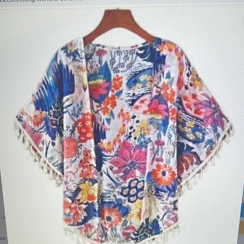 Floral Kimono with Fringe
